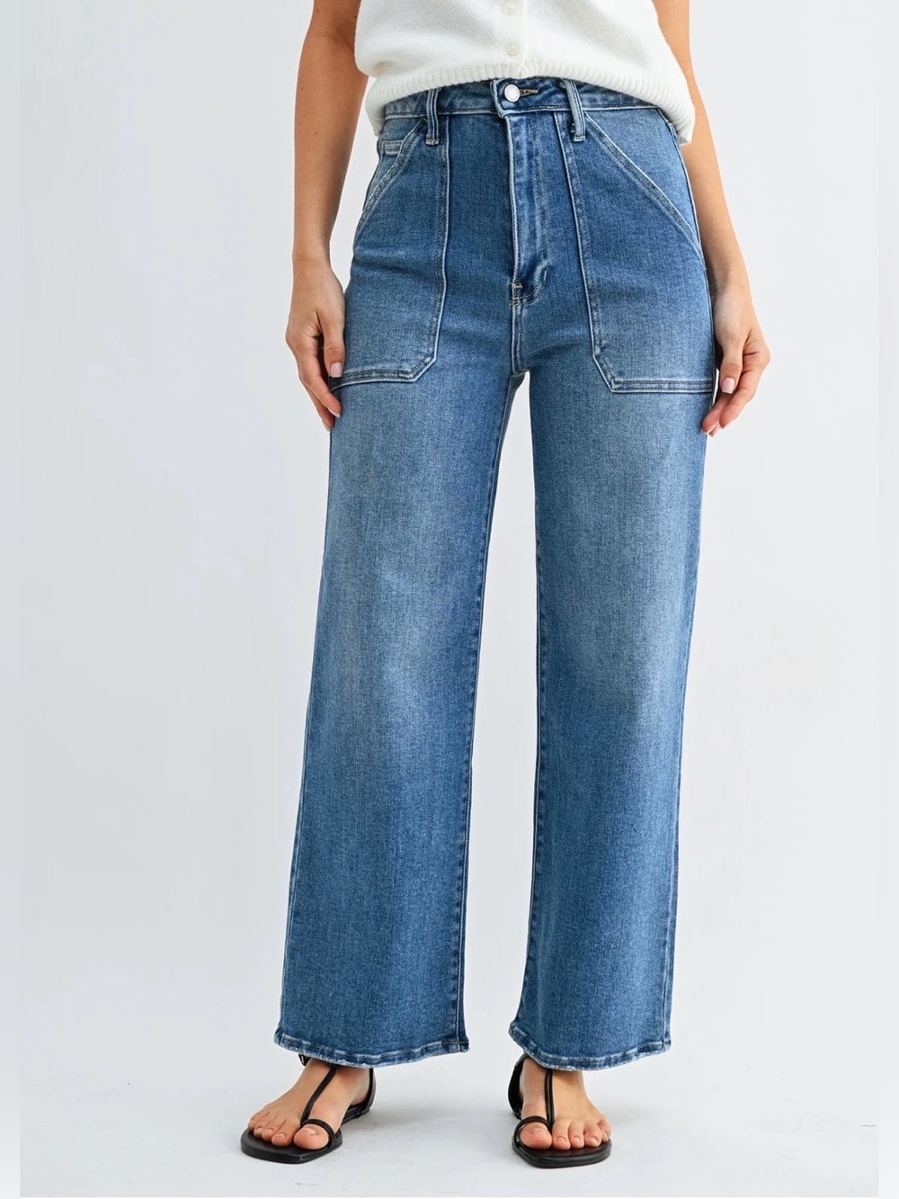 Just Black Denim The Patch Pocket Wide Leg Jeans - Size 28